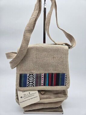 Earth Divas Natural Hemp Crossbody Bag Boho Festival Purse Fair Trade NWT